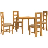  Blagovaonski set 5 kom. Bež Čvrsto Hrastovo Drvo | shoptok.hr