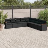 Maison Chic Seti vrtnega pohištva - Vrtna garnitura - Vrtni pohištvo set 9-delna z blazinami črn poli ratan, (21797444) | Shoptok.si