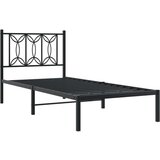 vidaXL Kovinski posteljni okvir z vzglavjem črn 75x190 cm | Shoptok.si