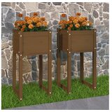  Visoka greda 2 kosa medeno rjava 40x40x81 cm trdna borovina | Shoptok.si