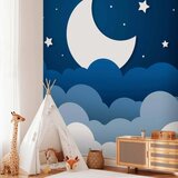  Foto tapeta - Moon dream - clouds on a dark blue sky with stars for children 150x105 Vodootporna | shoptok.hr