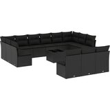  14-dijelni set vrtnih sofa s jastucima poliratan crni | shoptok.hr