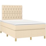  Box spring postelja z vzmetnico krem 120x200 cm blago, (20896993) | Shoptok.si