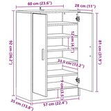 Ormarić za cipele sivi hrast 60 x 35 x 92 cm konstruirano drvo | shoptok.hr