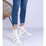 Gemre White eco-leather ankle boots with cutouts on a flat heel Kalipso | Shoptok.si