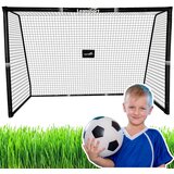  Metalni nogometni gol s mrežom i zaštitom na stupovima 300×200×120cm - crni Cene