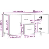  Komoda boja hrasta artisan 100 x 36 x 60 cm konstruiranog drva | shoptok.hr