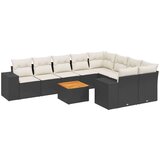  10-dijelni set vrtnih sofa s jastucima crni od poliratana | shoptok.hr