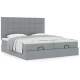 vidaXL Otomanski posteljni okvir z vzmetnicami siv 180x200 cm blago | Shoptok.si