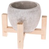 Dakls Siv betonski cvetlični lonček v lesenem stojalu Dakls Natural, ø 13 cm Cene