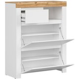 CARRYHOME omara za čevlje bela, hrast wotan, bela, visoki sijaj | Shoptok.si