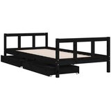  Okvir za dječji krevet s ladicama crni 90 x 200 cm od borovine | Eponuda.com