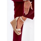 Boto Wedge Sandals For Women With Braiding Beige Adelio | Shoptok.si