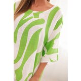 Kesi Włoski Women's cotton blouse in abstract pattern green | shoptok.hr