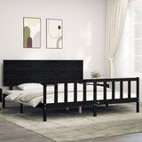 vidaXL Posteljni okvir z vzglavjem črn 200x200 cm trden les | Shoptok.si
