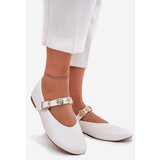 Boto Women's Ballet Flats With Strap And Golden Decorations White Firicene | Shoptok.si