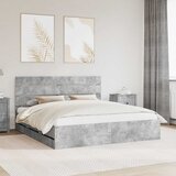  Krevetna konstrukcija s ladicama Betonski sivi 200 x 200 cm Siva 206 x 203 x 100 cm | shoptok.hr