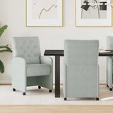 vidaXL jedilni stoli s kolesi 2 pcs svetlo siva 58 x 67 x 97 cm žamet | Shoptok.si