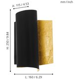 Eglo Falicetto zidna/1, e27, crno/zlatna/čelik | Eponuda.com