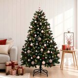  Umjetno božićno drvce zeleno s kuglicama 150 cm 150 LED lampica - Zeleno sa snježnim vrhovima Ø 80 x 150 cm sa 150 LED žaruljica | shoptok.hr