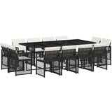 vidaXL 13-dijelni vrtni blagovaonski set s jastucima poliratan crni | shoptok.hr