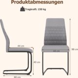 Namještaj Set od 4 moderne blagovaonske stolice, kuhinjske stolice bez naslona za ruke s visokim nagnutim naslonom, sive | shoptok.hr