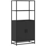 vidaXL Visoka omara črna 68x35x139 cm inženirski les in kovina | Shoptok.si