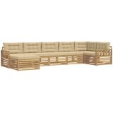  Set vanjskih sofa 7 kom. Bijela i bež Smeđa 406 x 168,5 x 73 cm | Shoptok.si
