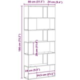  Knjiga Polica Črna Hrast 80x24x186 cm Inženirski Les | Shoptok.si