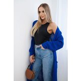 Kesi Włoski Openwork cardigan with pockets cornflower blue | Shoptok.si