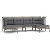 Maison Chic Seti vrtnega pohištva - Vrtna garnitura - Vrtni pohištvo set 6-delna z blazinami siv poli ratan, (21807574) | Shoptok.si