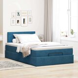vidaXL Otomanski posteljni okvir z vzmetnico moder 120x200 cm žamet | Shoptok.si