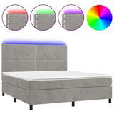  Krevet box spring s madracem LED svjetlosivi 160x200 cm baršun | shoptok.hr