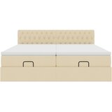  Otomanski okvir kreveta s madracima krem 180x200cm od tkanine | shoptok.hr