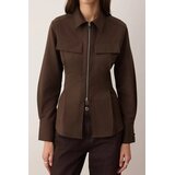 TRENDYOLMILLA Ženska košulja Twoaw26Go00044, Braon-Dark Brown Cene