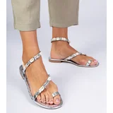 D/CEO marka niezdefiniowana Silver women's sandals decorated with seashells Akva