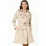 Dewberry Z6642 LADIES TRENCH COAT-PLAIN BEIGE