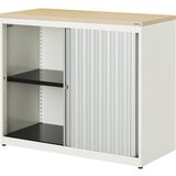 mauser Omara s prečnim rolojem, VxŠxG 830 x 1000 x 432 mm, plošča iz umetne mase, 1 polica, čisto bele / aluminijaste barve / javor | Shoptok.si