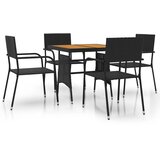  5-dijelni vanjski blagovaonski set od poliratana crni | shoptok.hr