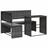  The Living Store Vrtni kavč z mizo in blazinami v obliki črke L siv poli ratan - Vrtni Kavč, (21446639) | Shoptok.si