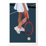  Plakat - Tennis Player with a Red Racket on the Court - Illustration 40x60 Bez okvira s margom | shoptok.hr