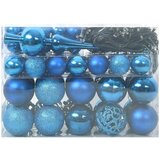 vidaXL Set božičnih okraskov med 150 LED 61 pcs Modra Plastika | Shoptok.si