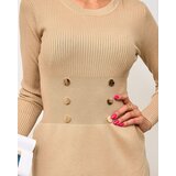Resti Light brown women's short dress with gold buttons | shoptok.hr
