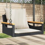 vidaXL Gugalna klop z blazinami črna 63x62x40 cm poli ratan Cene