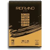 No Statovac Schizzi, blok, sa spiralom gore, A3, 90gr, 100 lista, Fabriano Cene
