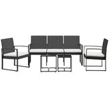  5-dijelni vrtni blagovaonski set s jastucima crni od PP ratana | shoptok.hr