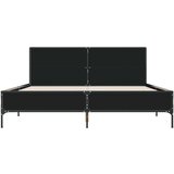  Posteljni okvir črn 160x200 cm inženirski les in kovina | Shoptok.si
