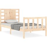 The Living Store Posteljni okvir z vzglavjem trden les - Posteljni Okvir, (21531187) | Shoptok.si
