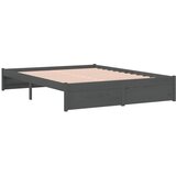  Okvir za krevet od masivnog drva sivi 135 x 190 cm bračni | shoptok.hr