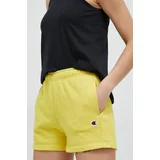 Champion Kratke hlače za žene, boja: žuta, glatki materijal, visoki struk